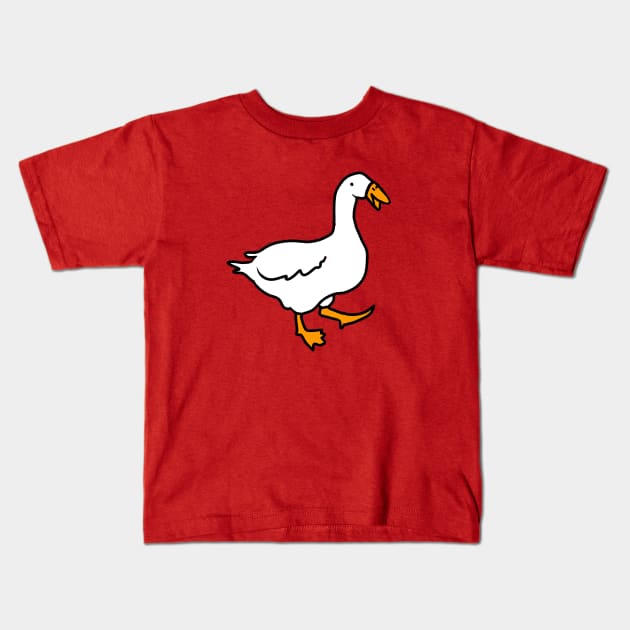 Silly Little Goose Illustration Kids T-Shirt by CatsandBats